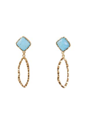 Deco Ovate Earring - Turquoise