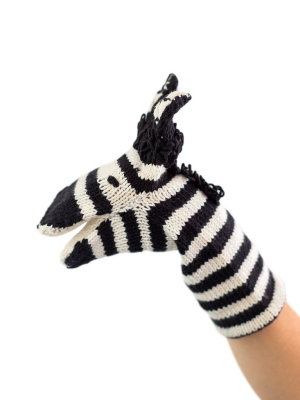 Knitted Hand Puppet - Zebra