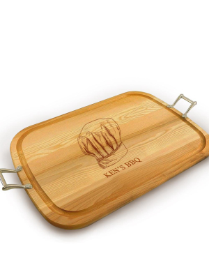Chef Hat Wooden Artisan Tray With Handle