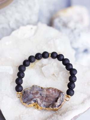 Lava Beads/ Quartz Bracelet- 0717