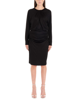 Diane Von Furstenberg Long-sleeves Draped Dress