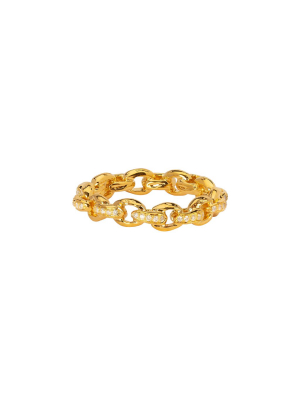 Diamond Chain Row Ring - Yellow Gold