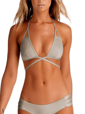 Vitamin A Ecolux Serra Wrap Bikini Top In Pebble