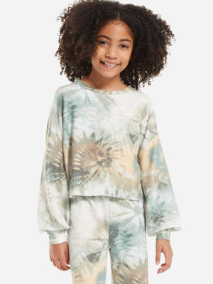 Z Supply Girls' Aqua Tie-dye Sweatshirt