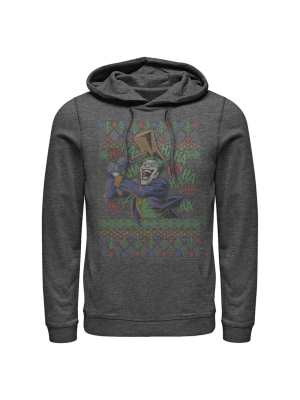 Men's Batman Ugly Christmas Joker Hammer Pull Over Hoodie