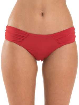 Gathered Side Bikini Bottom - Chili Red