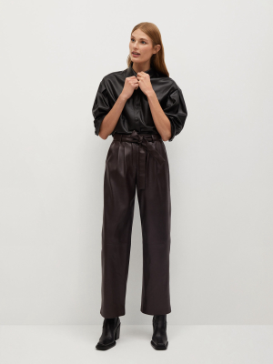 Leather Effect Straight Trouser