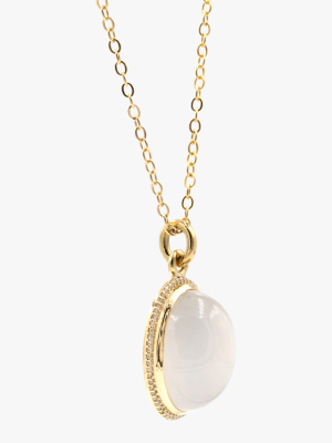 Moonstone & Diamond Pendant Necklace