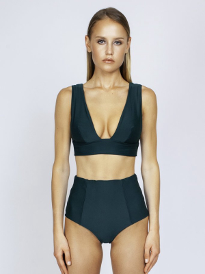 Dive Long Triangle Bikini Top - Emerald Green