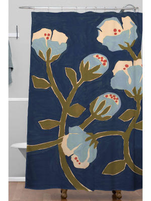 Megan Galante Blue Perennial Shower Curtain Blue - Deny Designs