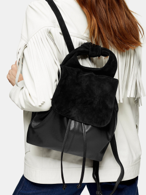 Leon Black Leather Bow Backpack