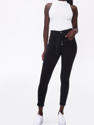 Tie-waist Skinny Jeans