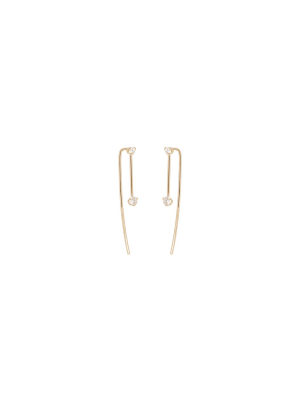 14k Prong Set Diamond Wire Earrings