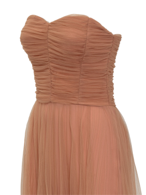 Elisabetta Franchi Strapless Tulle Maxi Dress