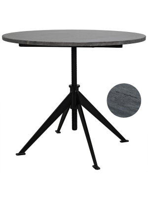 Noir Matilo Marble Top Adjustable Table - Matte Black