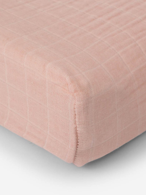 Cotton Muslin Changing Pad Cover - Rose Petal