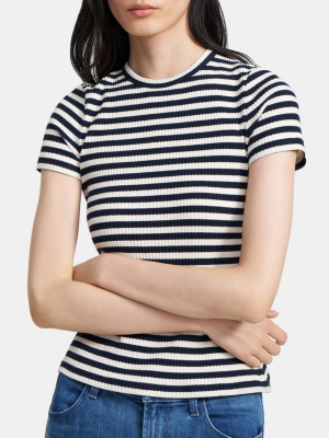 Tiny Tee In Striped Ribbed Knit