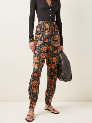 Loretta Printed Silk-blend Tapered Pants