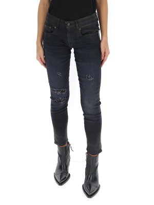 R13 Distressed Cropped Skinny Jeans