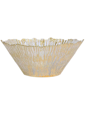 Vietri Rufolo Glass Gold Large Deep Bowl