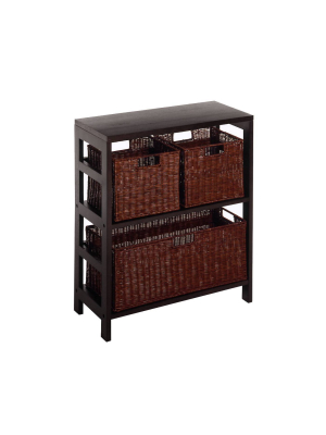 29.21" 4pc Leo Shelf With 3 Baskets Espresso Brown - Winsome