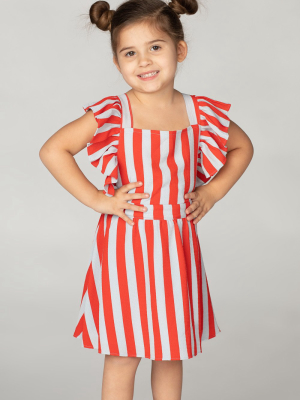 Buddylove Shiloh Girl's Flutter Sleeve Dress - Nautical