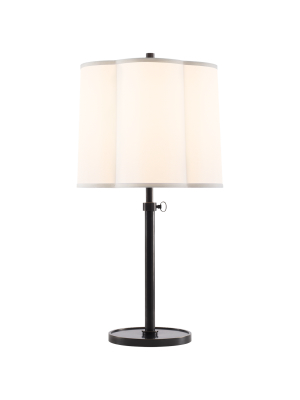 Simple Scallop Table Lamp In Bronze With Silk Shade