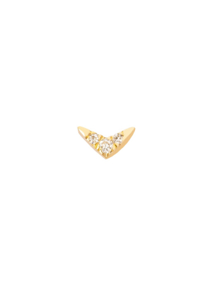 Diamond Pave V Stud - Yellow Gold