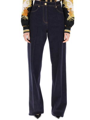 Versace Medusa-patch Contrast Stitched Jeans