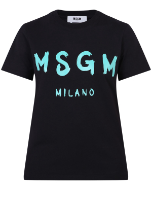 Msgm Logo Print Crewneck T-shirt