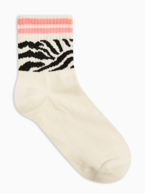 Ecru Zebra Neon Tube Socks