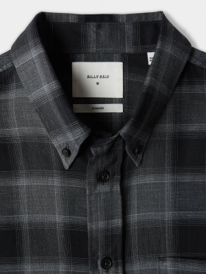 Billy Reid Offset Pocket Shirt, Black/grey