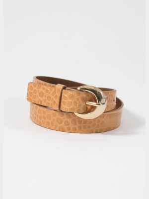 Moon Belt - Leather Embossed Croc Clay