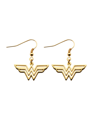 Women's Dc Comics Wonder Woman Logo Cutout Earrings - Gold