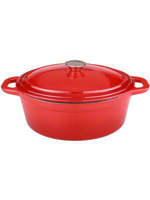 Berghoff Neo 8 Qt Cast Iron Oval Covered Casserole, Red