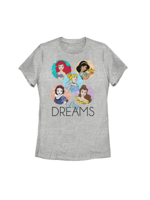 Women's Disney Princesses Big Dreams Character Circles T-shirt