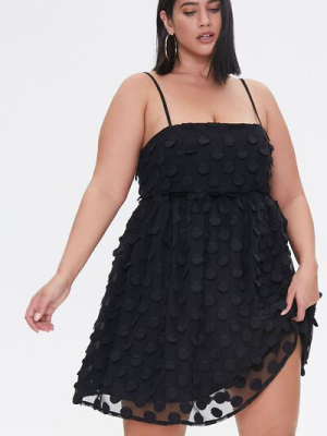 Plus Size Polka Dot-embellished Cami Dress