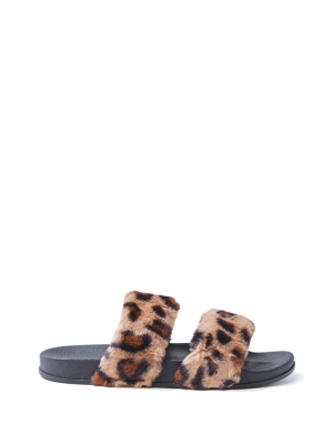 Leopard Faux Fur Sandals