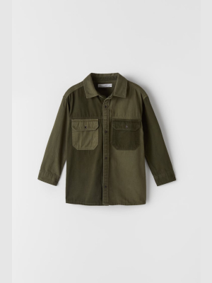 Twill Panel Overshirt