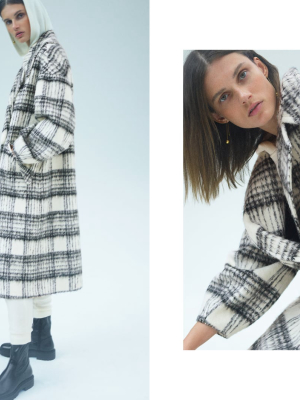 Wool Blend Plaid Coat