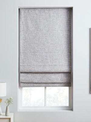 Crossweave Cordless Roman Shades & Blackout Lining - Stone White