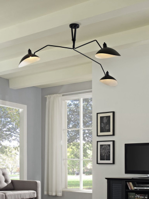 Serge Mouille Style Three Arm Spider Ceiling Fixture