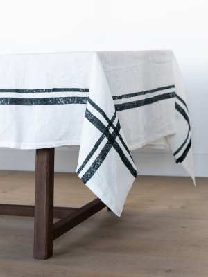 Navy Cross Stripe Tablecloth