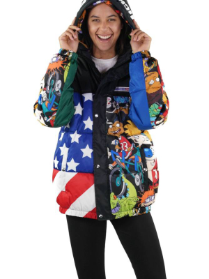 Bogo - Nickelodeon Flag Print Puffer Oversized Jacket