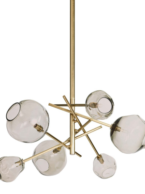 Molten Chandelier W/ Smoke Glass In Natural Brass