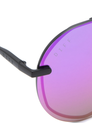 Lenox - Matte Black + Purple Mirror Sunglasses