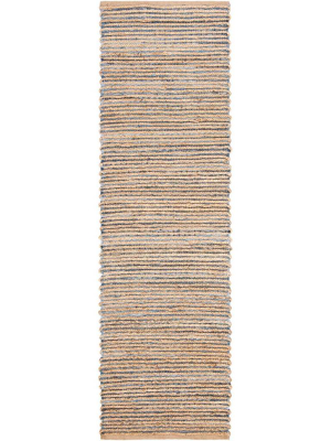 Cape Cod Stripe Natural/blue Runner Rug