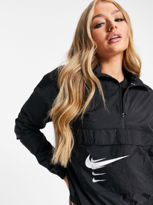 Nike Running Overhead Jacket With Swoosh Logo In Black