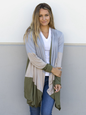 Color Block Cardigan - Green