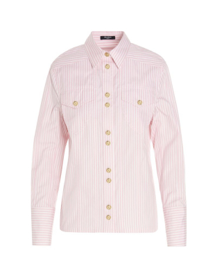 Balmain Pinstriped Classic Collar Shirt